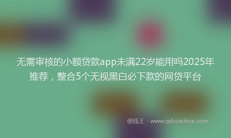 无需审核的小额贷款app未满22岁能用吗2025年推荐，整合5个无视黑白必下款的网贷平台