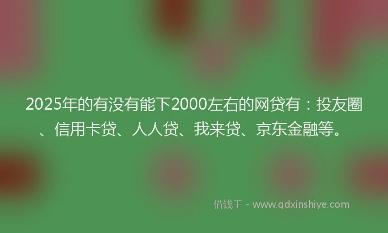 2025年的有没有能下2000左右的网贷有：投友圈、信用卡贷、人人贷、我来贷、京东金融等。