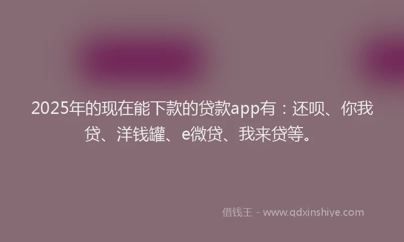 2025年的现在能下款的贷款app有：还呗、你我贷、洋钱罐、e微贷、我来贷等。