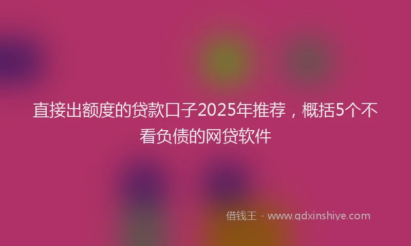 直接出额度的贷款口子2025年推荐，概括5个不看负债的网贷软件