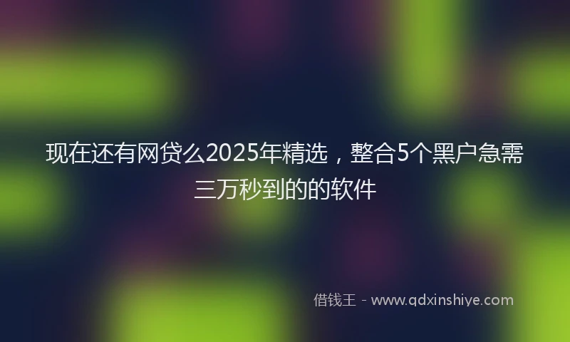现在还有网贷么2025年精选，整合5个黑户急需三万秒到的的软件