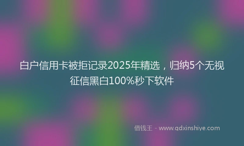 白户信用卡被拒记录2025年精选，归纳5个无视征信黑白100%秒下软件
