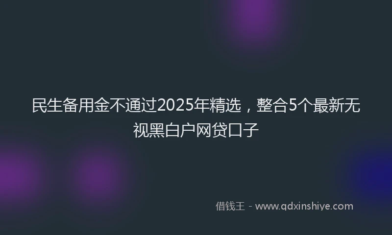 民生备用金不通过2025年精选，整合5个最新无视黑白户网贷口子