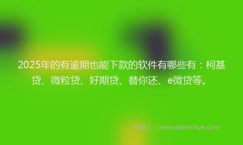 2025年的有逾期也能下款的软件有哪些有：柯基贷、微粒贷、好期贷、替你还、e微贷等。