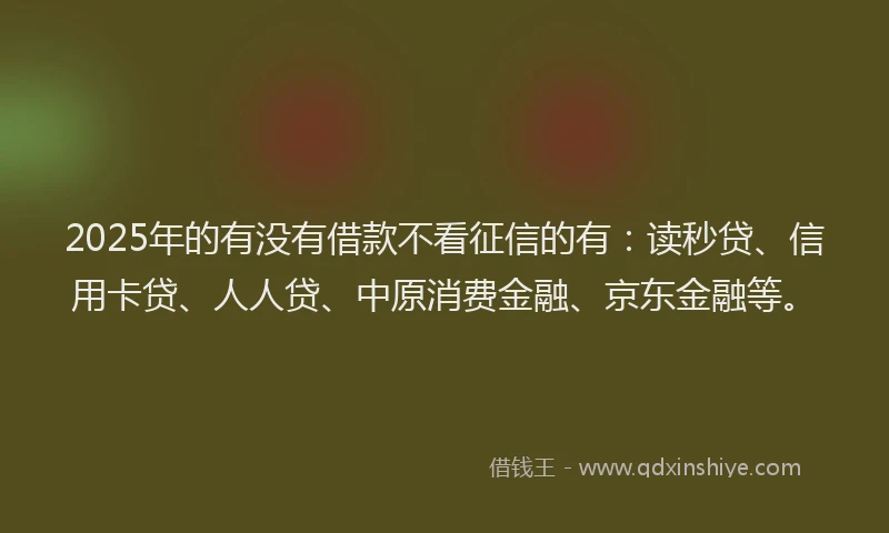 2025年的有没有借款不看征信的有：读秒贷、信用卡贷、人人贷、中原消费金融、京东金融等。