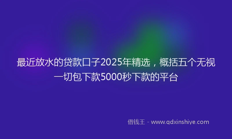 最近放水的贷款口子2025年精选，概括五个无视一切包下款5000秒下款的平台