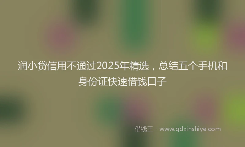 润小贷信用不通过2025年精选，总结五个手机和身份证快速借钱口子