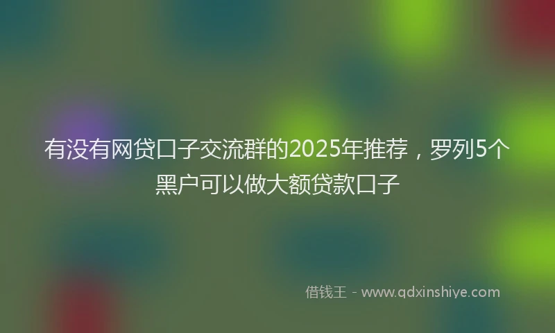 有没有网贷口子交流群的2025年推荐，罗列5个黑户可以做大额贷款口子