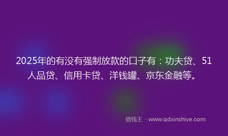 2025年的有没有强制放款的口子有：功夫贷、51人品贷、信用卡贷、洋钱罐、京东金融等。