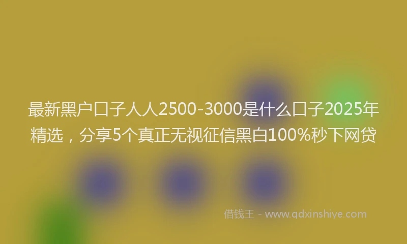 最新黑户口子人人2500-3000是什么口子2025年精选，分享5个真正无视征信黑白100%秒下网贷