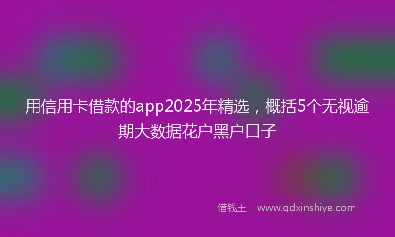 用信用卡借款的app2025年精选，概括5个无视逾期大数据花户黑户口子