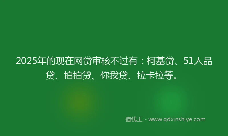 2025年的现在网贷审核不过有：柯基贷、51人品贷、拍拍贷、你我贷、拉卡拉等。