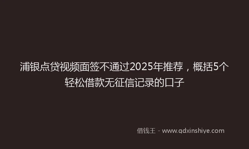浦银点贷视频面签不通过2025年推荐，概括5个轻松借款无征信记录的口子