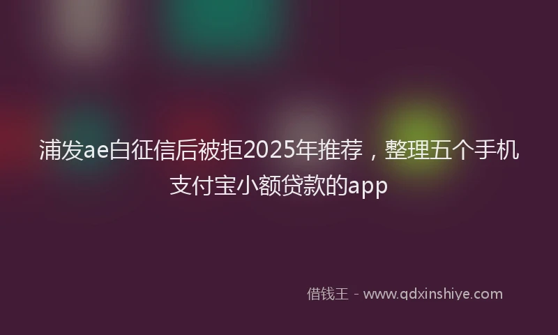 浦发ae白征信后被拒2025年推荐，整理五个手机支付宝小额贷款的app
