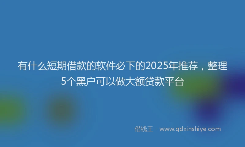 有什么短期借款的软件必下的2025年推荐，整理5个黑户可以做大额贷款平台