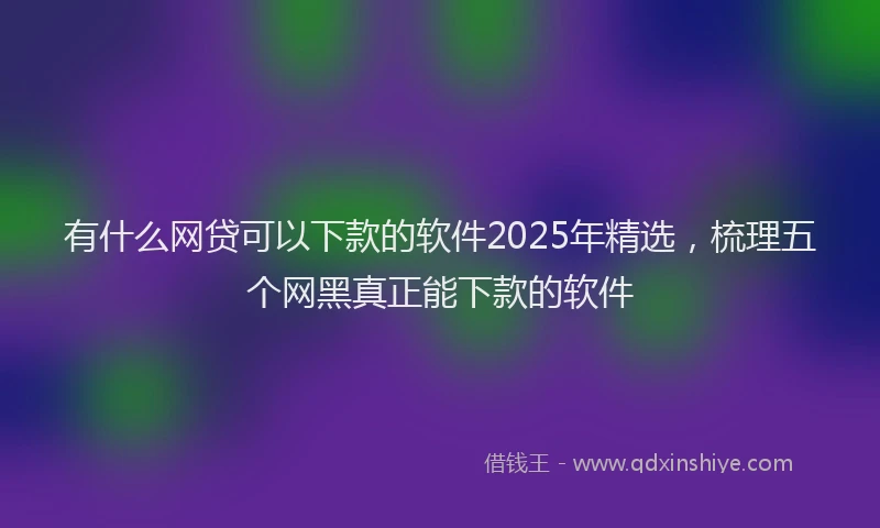 有什么网贷可以下款的软件2025年精选，梳理五个网黑真正能下款的软件
