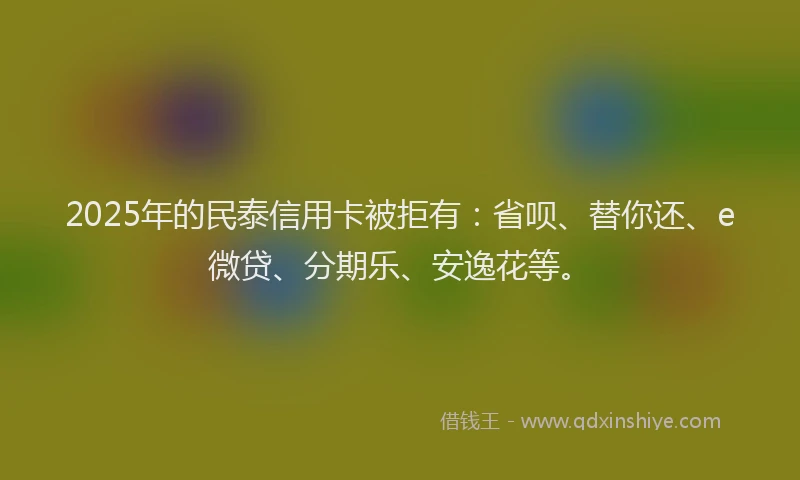2025年的民泰信用卡被拒有：省呗、替你还、e微贷、分期乐、安逸花等。