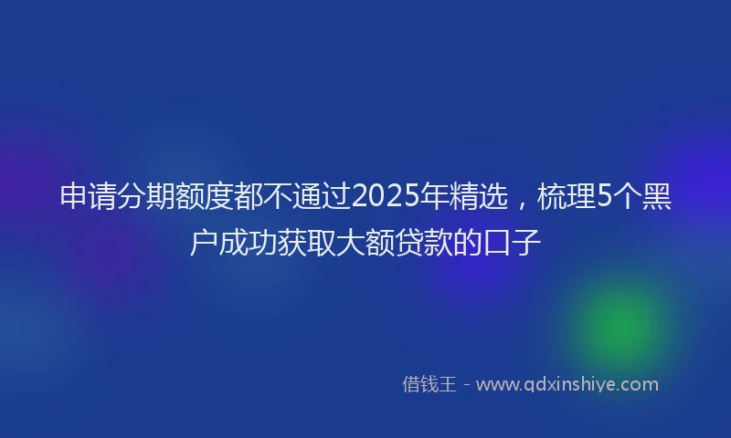 申请分期额度都不通过2025年精选，梳理5个黑户成功获取大额贷款的口子