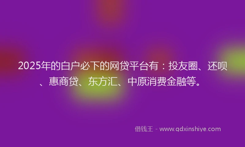 2025年的白户必下的网贷平台有：投友圈、还呗、惠商贷、东方汇、中原消费金融等。