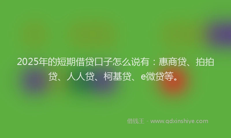 2025年的短期借贷口子怎么说有：惠商贷、拍拍贷、人人贷、柯基贷、e微贷等。