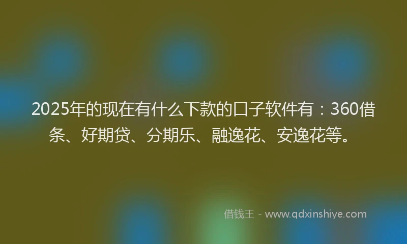 2025年的现在有什么下款的口子软件有：360借条、好期贷、分期乐、融逸花、安逸花等。