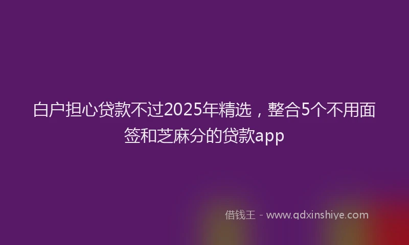 白户担心贷款不过2025年精选，整合5个不用面签和芝麻分的贷款app