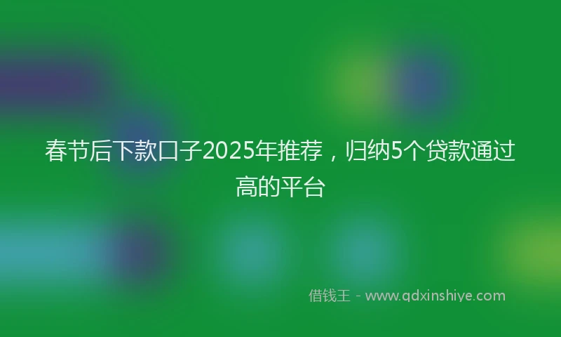 春节后下款口子2025年推荐，归纳5个贷款通过高的平台