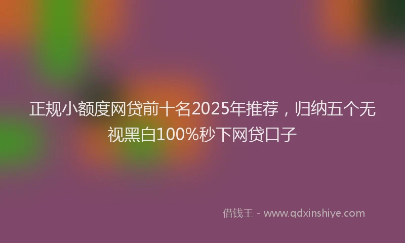 正规小额度网贷前十名2025年推荐，归纳五个无视黑白100%秒下网贷口子