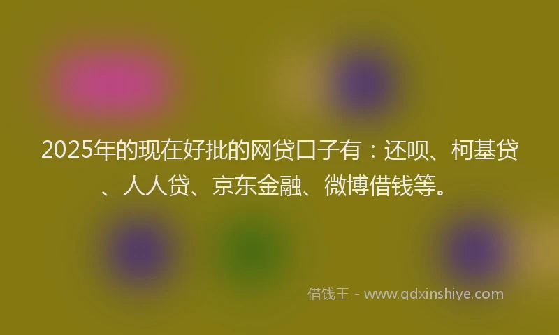 2025年的现在好批的网贷口子有：还呗、柯基贷、人人贷、京东金融、微博借钱等。
