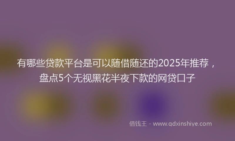 有哪些贷款平台是可以随借随还的2025年推荐，盘点5个无视黑花半夜下款的网贷口子