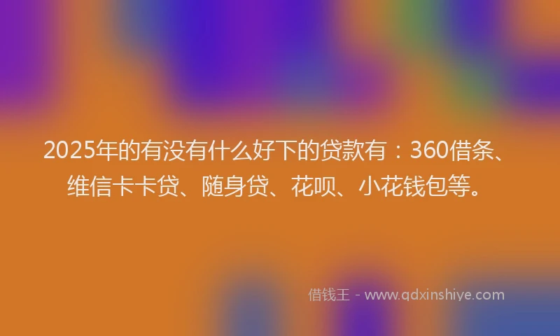 2025年的有没有什么好下的贷款有：360借条、维信卡卡贷、随身贷、花呗、小花钱包等。