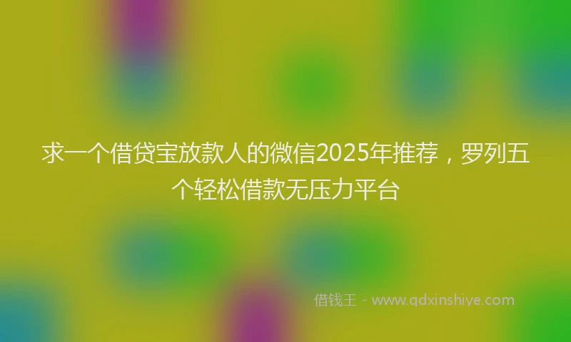 求一个借贷宝放款人的微信2025年推荐，罗列五个轻松借款无压力平台