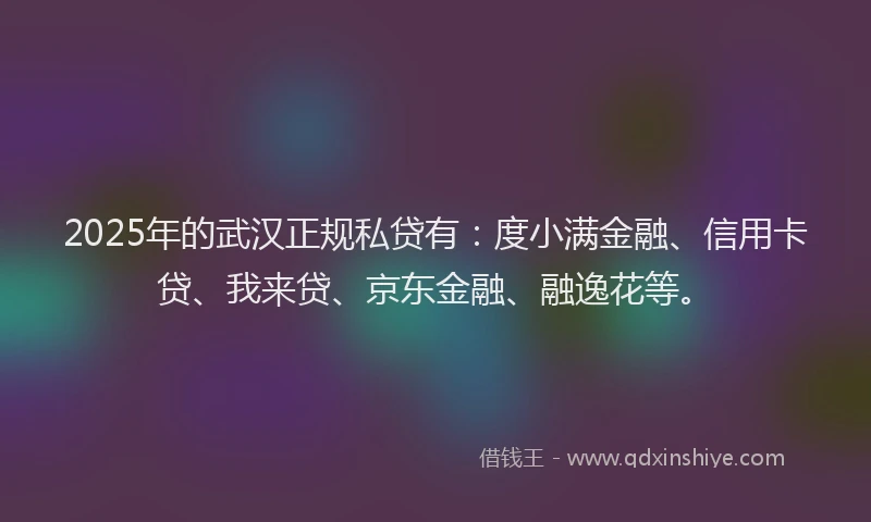 2025年的武汉正规私贷有：度小满金融、信用卡贷、我来贷、京东金融、融逸花等。