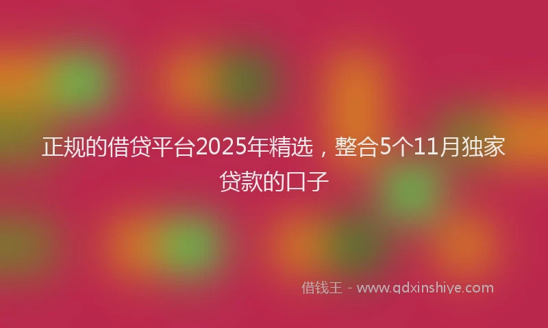 正规的借贷平台2025年精选，整合5个11月独家贷款的口子