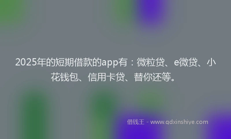 2025年的短期借款的app有：微粒贷、e微贷、小花钱包、信用卡贷、替你还等。