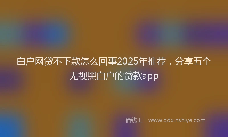 白户网贷不下款怎么回事2025年推荐，分享五个无视黑白户的贷款app