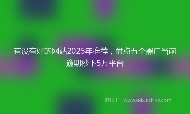 有没有好的网站2025年推荐，盘点五个黑户当前逾期秒下5万平台