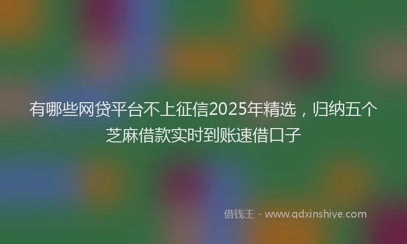 有哪些网贷平台不上征信2025年精选，归纳五个芝麻借款实时到账速借口子