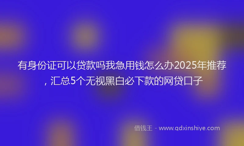 有身份证可以贷款吗我急用钱怎么办2025年推荐，汇总5个无视黑白必下款的网贷口子