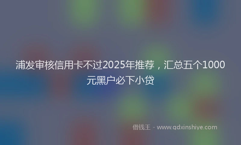 浦发审核信用卡不过2025年推荐，汇总五个1000元黑户必下小贷
