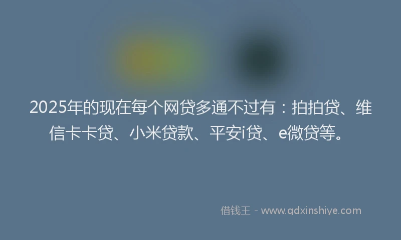 2025年的现在每个网贷多通不过有：拍拍贷、维信卡卡贷、小米贷款、平安i贷、e微贷等。