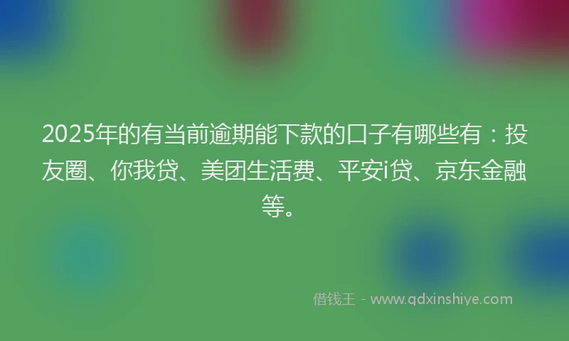 2025年的有当前逾期能下款的口子有哪些有：投友圈、你我贷、美团生活费、平安i贷、京东金融等。