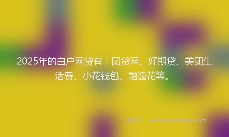 2025年的白户网贷有：团贷网、好期贷、美团生活费、小花钱包、融逸花等。