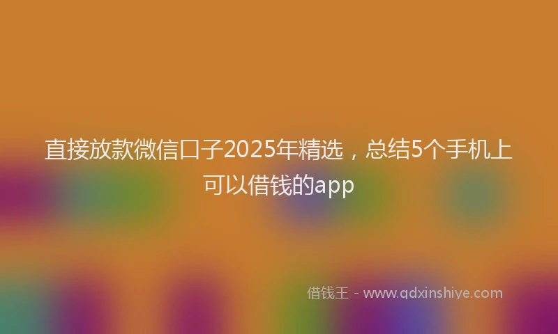 直接放款微信口子2025年精选，总结5个手机上可以借钱的app