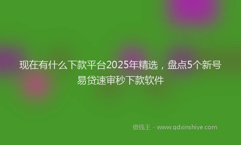 现在有什么下款平台2025年精选，盘点5个新号易贷速审秒下款软件