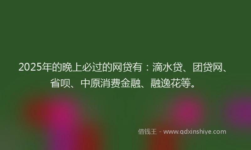 2025年的晚上必过的网贷有：滴水贷、团贷网、省呗、中原消费金融、融逸花等。