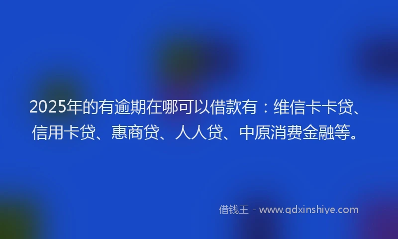 2025年的有逾期在哪可以借款有：维信卡卡贷、信用卡贷、惠商贷、人人贷、中原消费金融等。