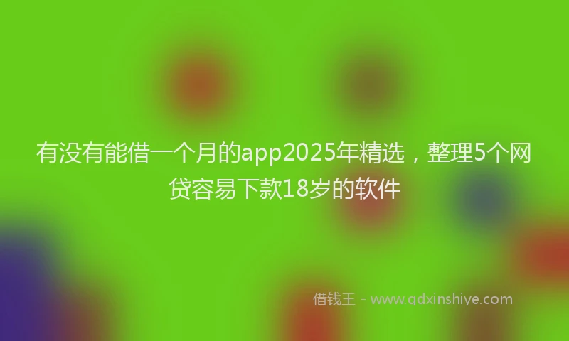 有没有能借一个月的app2025年精选，整理5个网贷容易下款18岁的软件