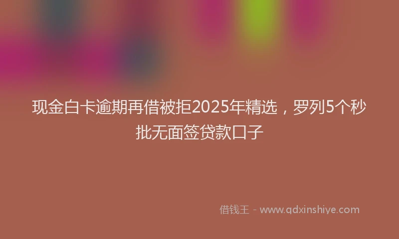 现金白卡逾期再借被拒2025年精选，罗列5个秒批无面签贷款口子