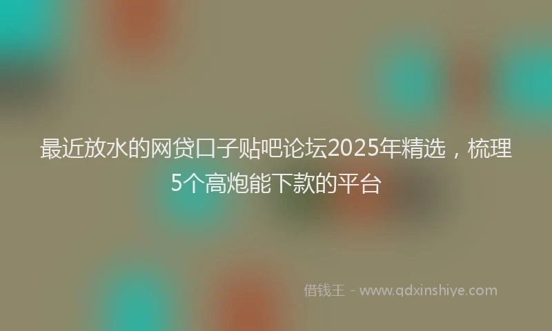 最近放水的网贷口子贴吧论坛2025年精选，梳理5个高炮能下款的平台